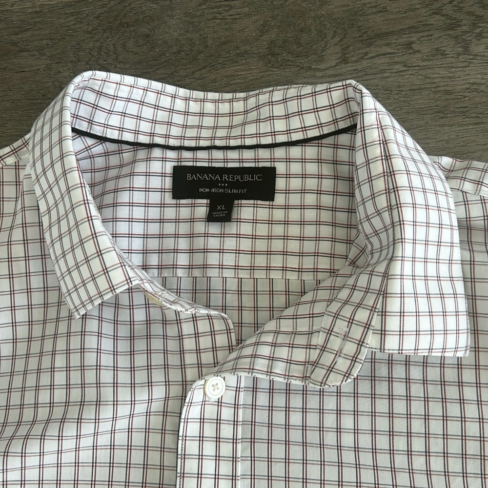 Banana Republic Men’s Shirt XL White/Red/Black - Picture 6 of 8